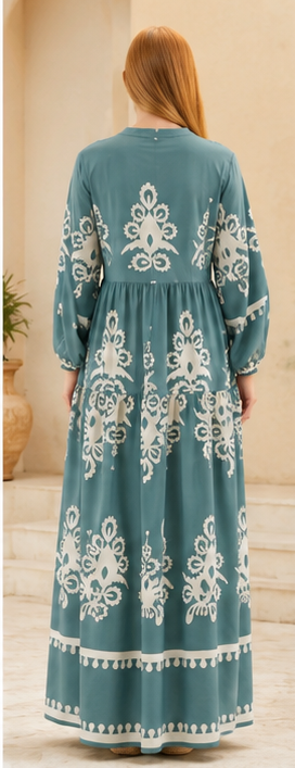 Printed Modest Maxi Dress