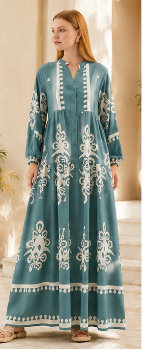 Printed Modest Maxi Dress