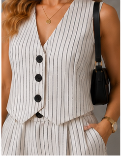 Chic Pinstripe Vest & Shorts Set