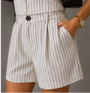 Chic Pinstripe Vest & Shorts Set