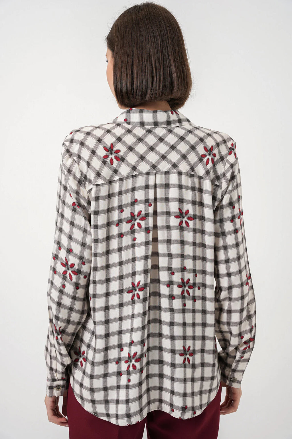 Embroidered Floral Oversize Button-Up Shirt
